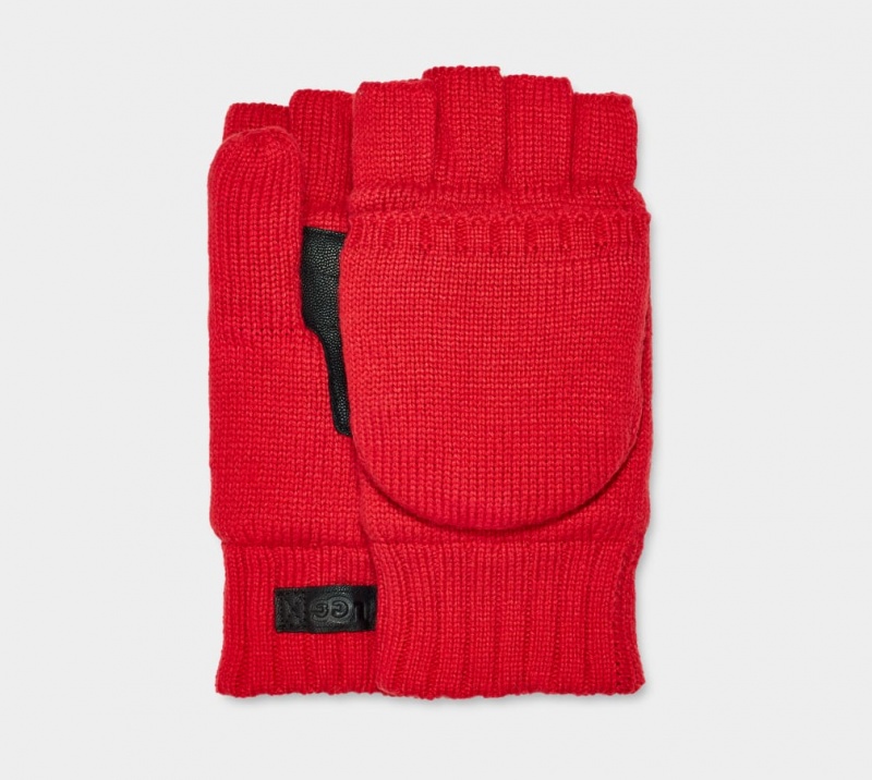 Ugg Knit Flip Mitten Muške Gloves Crvene | ZQT718932