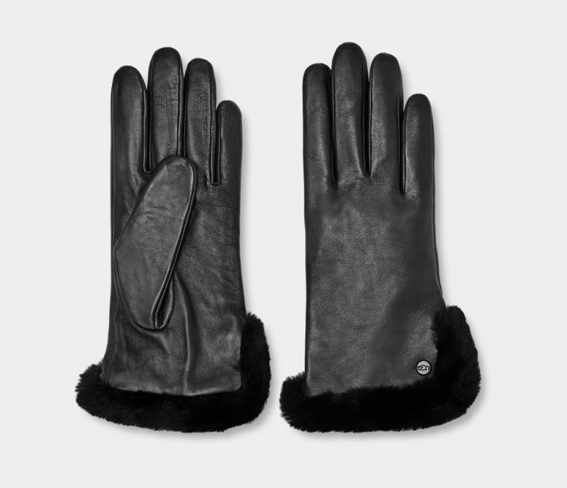 Ugg Koža Sheepskin Vent Ženske Gloves Crne | BVC832156