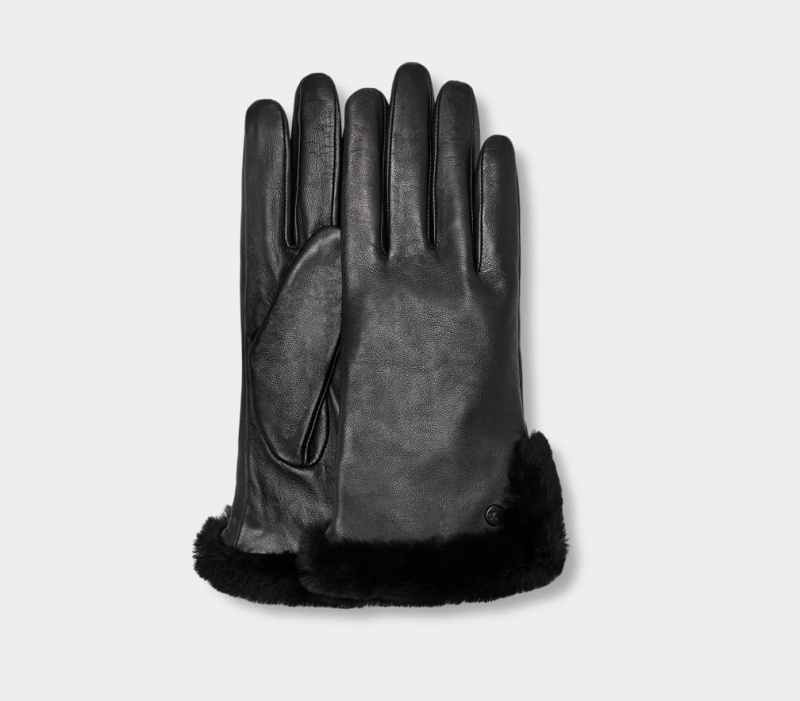 Ugg Koža Sheepskin Vent Ženske Gloves Crne | BVC832156