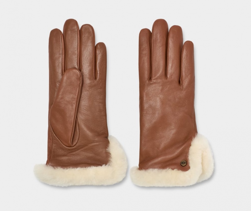 Ugg Koža Sheepskin Vent Ženske Gloves Smeđe | QTV432876