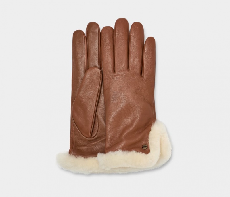 Ugg Koža Sheepskin Vent Ženske Gloves Smeđe | QTV432876