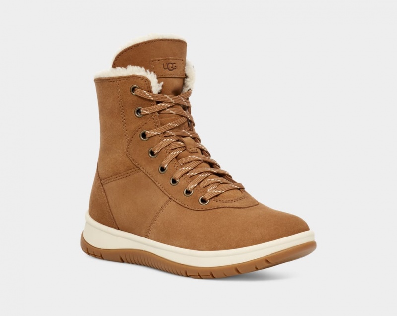 Ugg Lakesider Mid Lace Up Ženske Cizme Smeđe | MYG261458