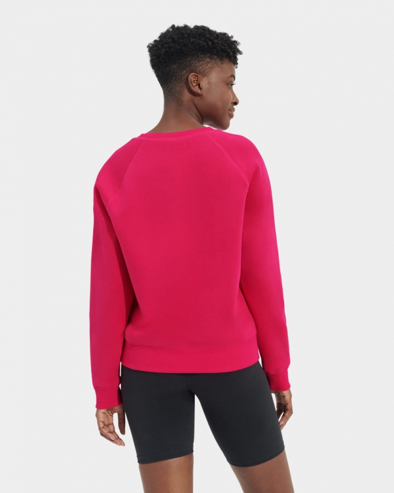 Ugg Madeline Fuzzy Logo Crewneck Ženske Dukserice Roze Tamno Crvene | LXF739641