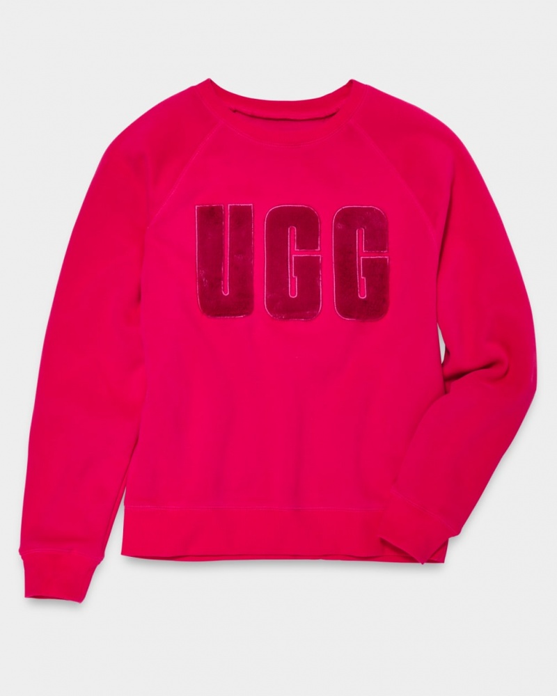 Ugg Madeline Fuzzy Logo Crewneck Ženske Dukserice Roze Tamno Crvene | LXF739641