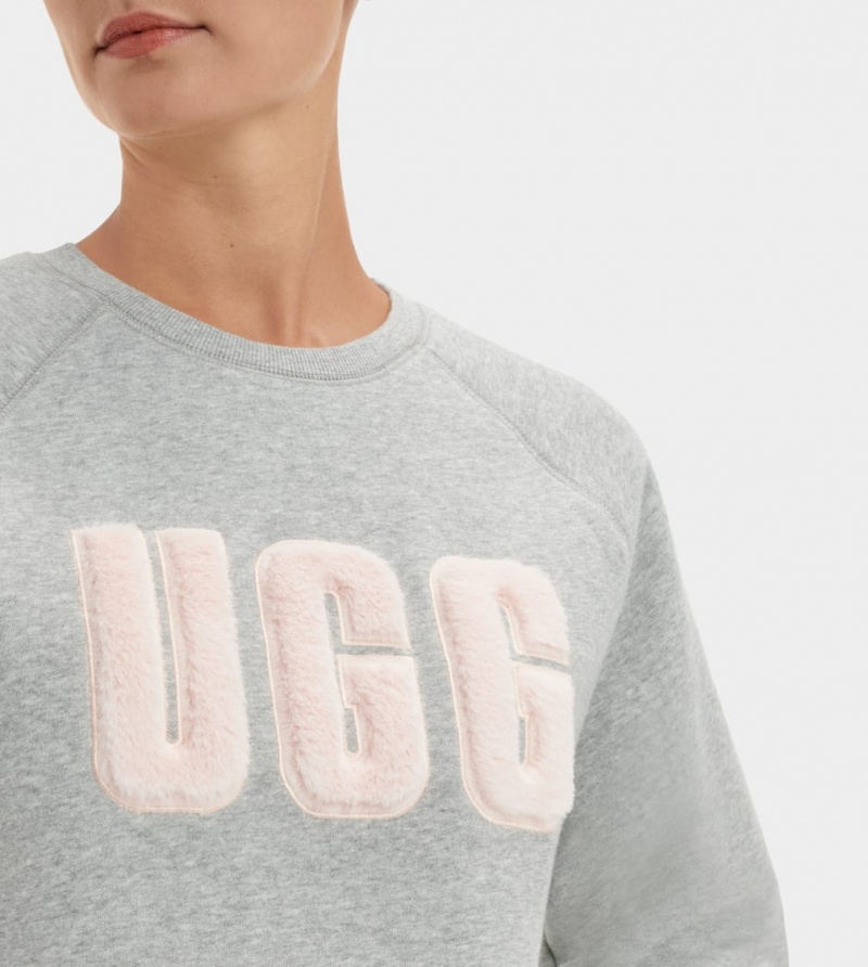 Ugg Madeline Fuzzy Logo Crewneck Ženske Dukserice Sive | SAZ750298