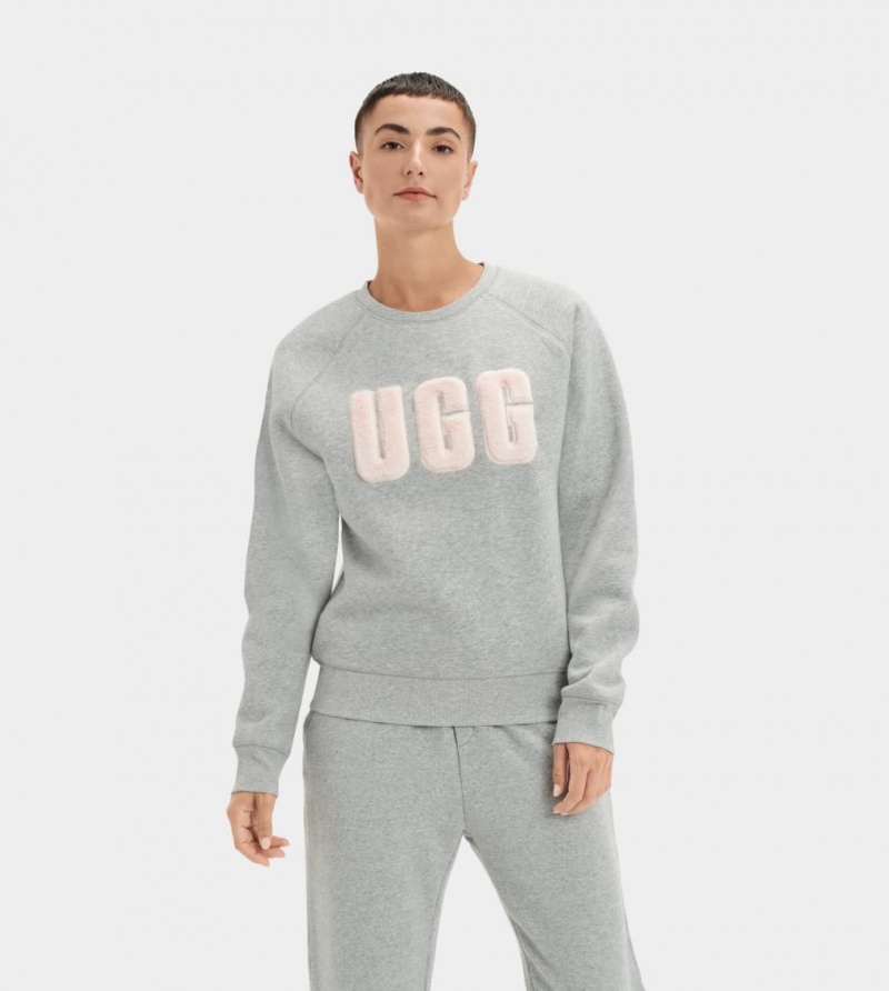 Ugg Madeline Fuzzy Logo Crewneck Ženske Dukserice Sive | SAZ750298