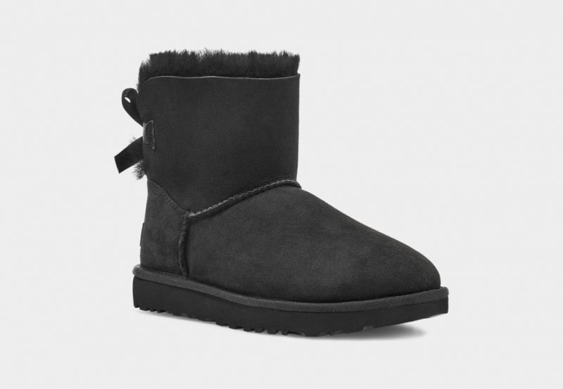 Ugg Mini Bailey Bow II Ženske Cizme Crne | UZH274801