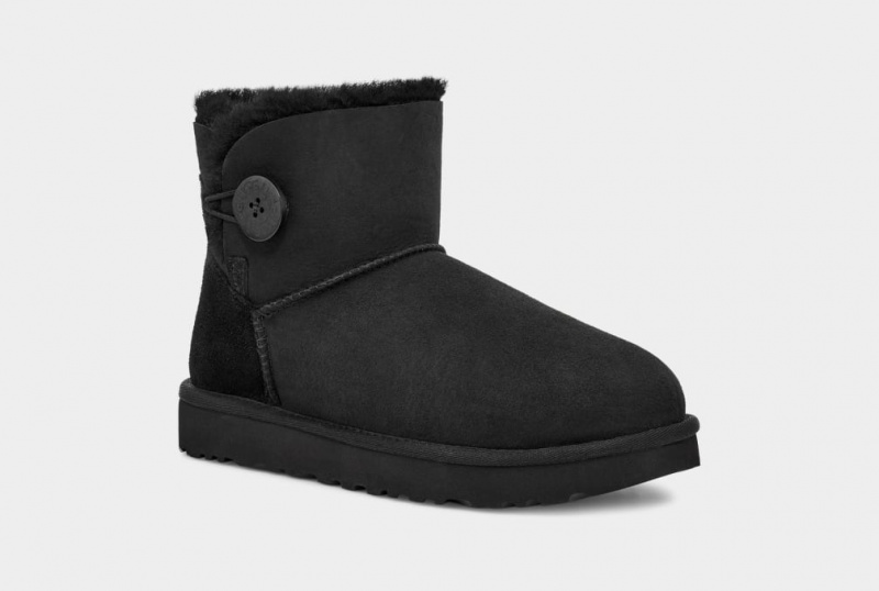 Ugg Mini Bailey Button II Ženske Cizme Crne | QSI590376