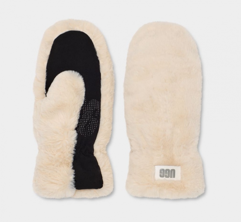 Ugg Prošiven Faux Fur Mitten Ženske Gloves Bež | OYF398615