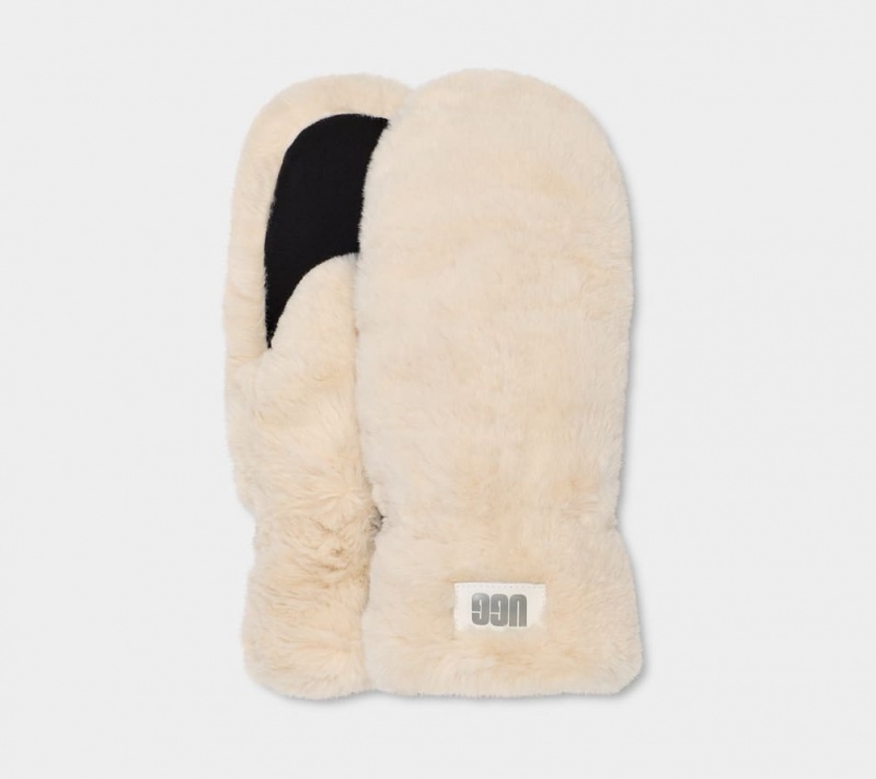 Ugg Prošiven Faux Fur Mitten Ženske Gloves Bež | OYF398615