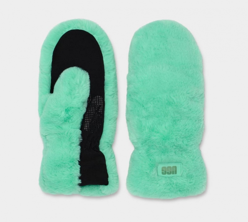 Ugg Prošiven Faux Fur Mitten Ženske Gloves Tirkizne | XSA613458