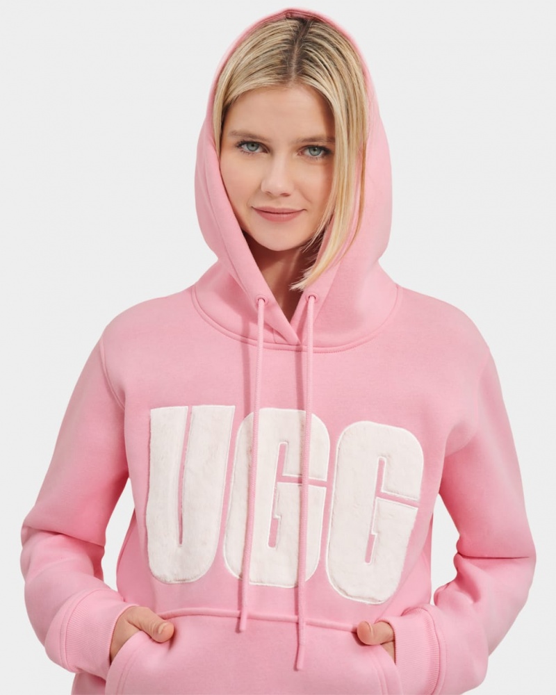 Ugg Rey Fuzzy Logo Ženske Majica S Kapuljačom Roze | ADI413025