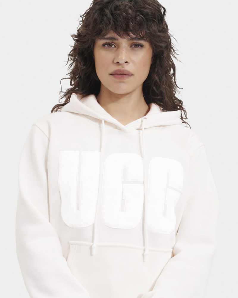 Ugg Rey Fuzzy Logo Ženske Majica S Kapuljačom Bijele | LSK530746