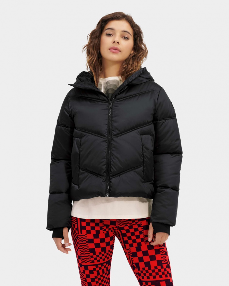 Ugg Ronney Cropped Puffer Ženske Jakne Crne | FWI658942