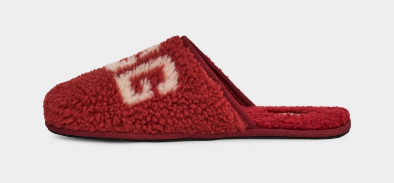 Ugg Scuff Curly Graficke Muške Papuče Crvene Bordo | WZI547892