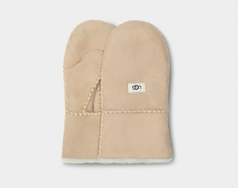 Ugg Sheepskin Mitten with Stitch Dječje Gloves Smeđe | HNF127358