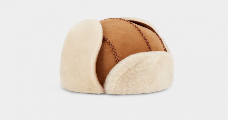 Ugg Sheepskin Trapper with Stitch Dječje Šeširi Smeđe | LIN572968