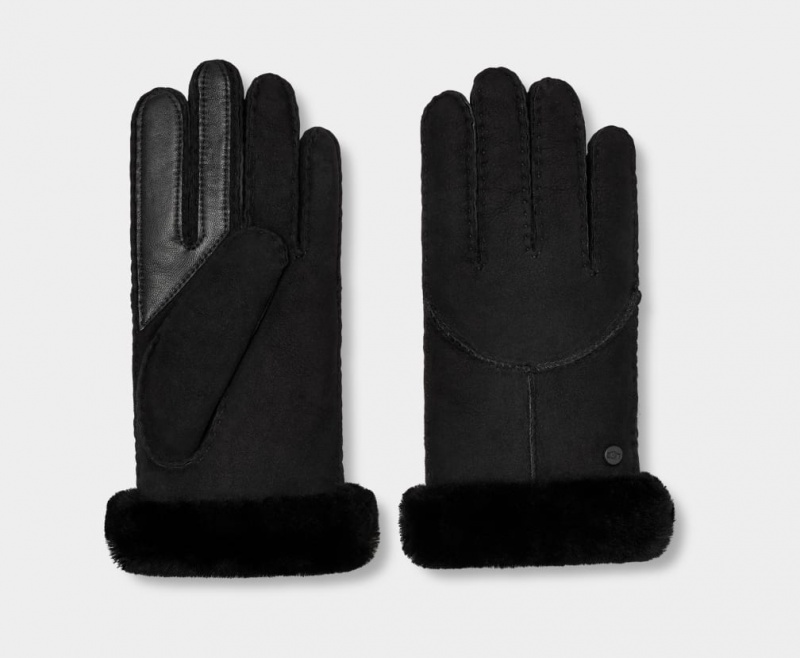 Ugg Sheepskin Whipstitch Ženske Gloves Crne | QMA807935