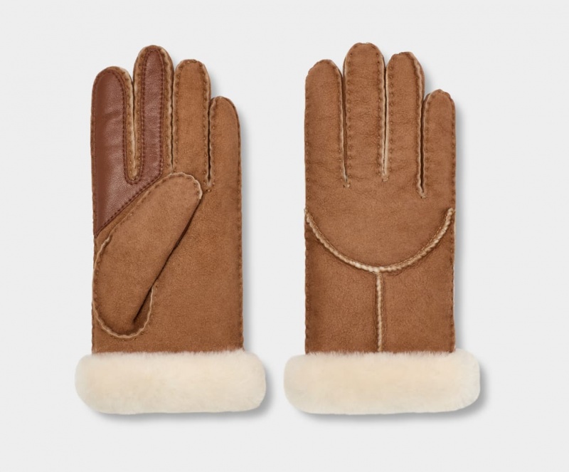 Ugg Sheepskin Whipstitch Ženske Gloves Smeđe | XJS593672