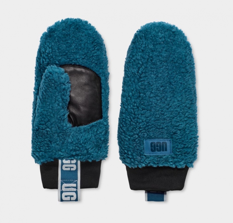 Ugg Sherpa Mitten W Logo Tape Ženske Gloves Plave | RKD058923