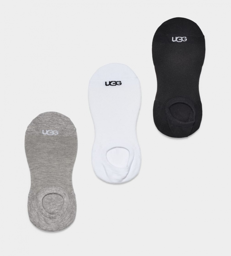 Ugg Stela No Show 3 Pack Ženske Čarape Bijele Sive Crne | BWA240683