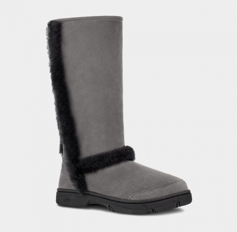 Ugg Sunburst Tall Ženske Cizme Sive Crne | TOQ063748