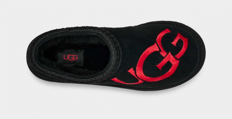 Ugg Tasman Logo Muške Papuče Crne Crvene | ELK435219