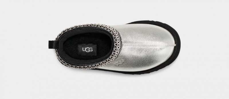 Ugg Tazz Koža Dječje Papuče Srebrne Metalne | XUG029578